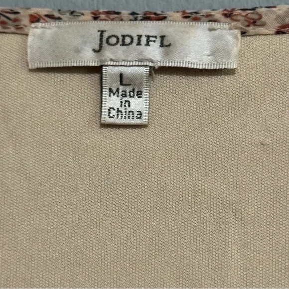 JODIFL Boho Mini Floral Print Dress Embroidered Top Long Sleeves Size Large - Picture 7 of 9